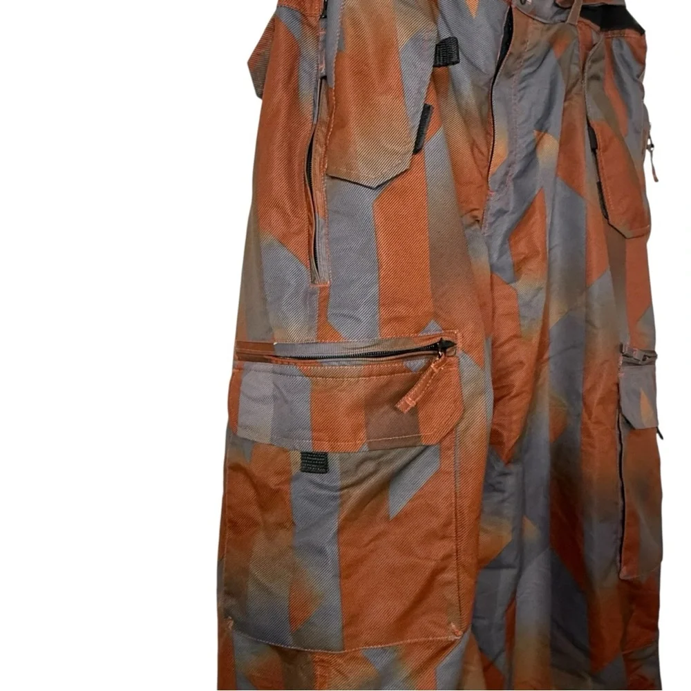 Pulse Orange Gray Mens Large‎ Lined Snow Pants Multiple Pockets